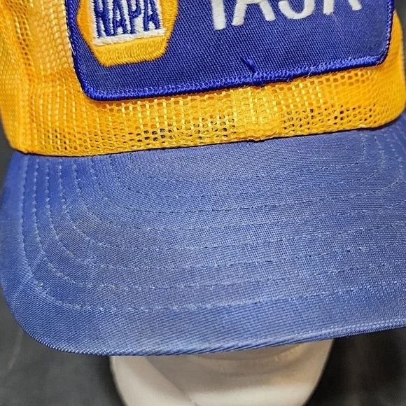 Vintage Napa Full Mesh Trucker Hat Cap Snap Back Yellow Blue Louisville Mfg. USA - Picture 4 of 10
